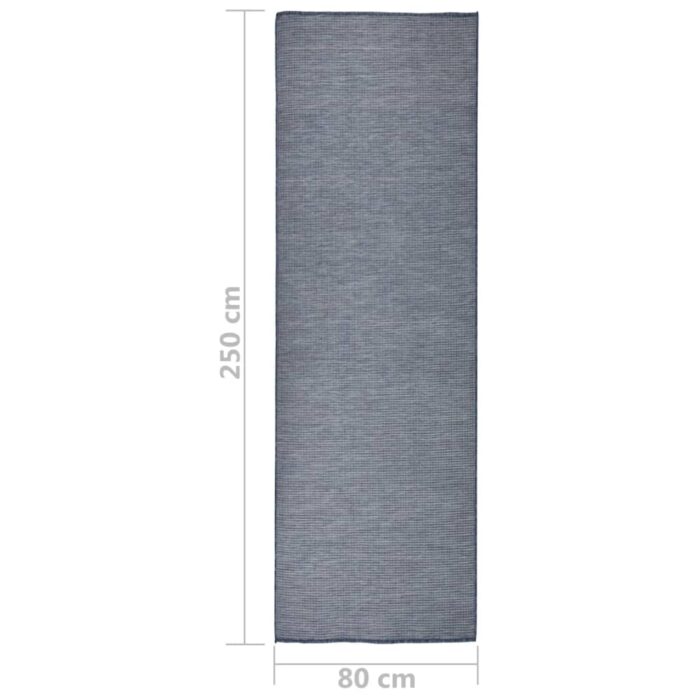 Tapis à tissage plat d'extérieur 80x250 cm Bleu – Image 5