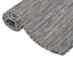 Tapis à tissage plat d'extérieur 80x150 cm Marron et bleu – Image 2
