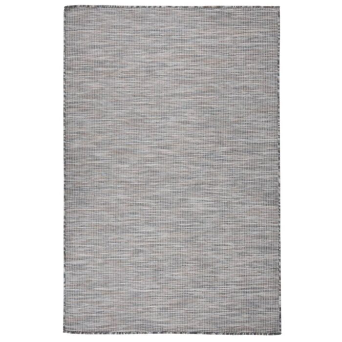 Tapis à tissage plat d'extérieur 120x170 cm Marron et bleu – Image 1