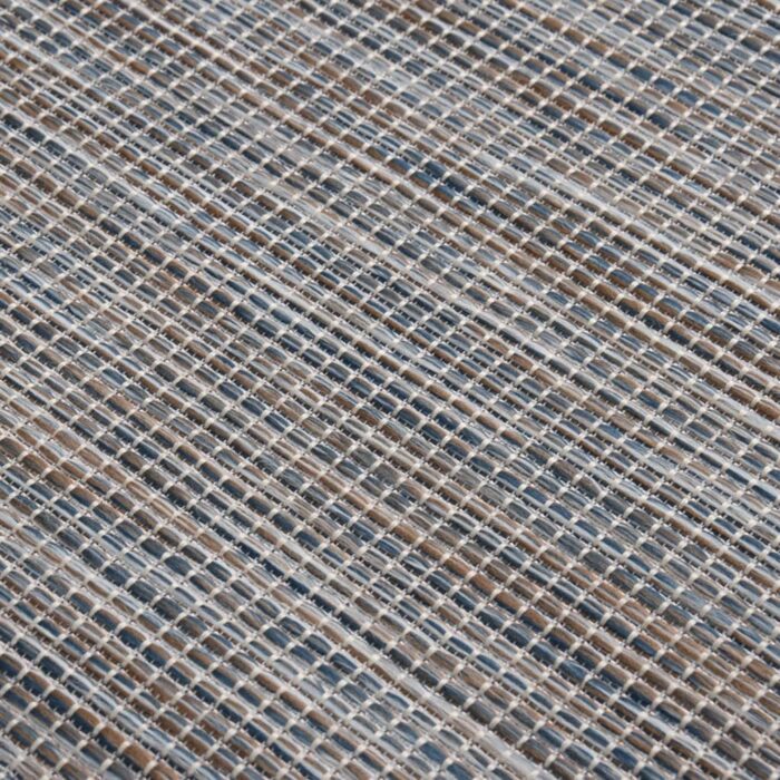 Tapis à tissage plat d'extérieur 120x170 cm Marron et bleu – Image 4
