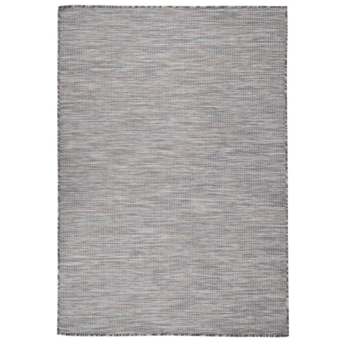 Tapis à tissage plat d'extérieur 160x230 cm Marron et bleu – Image 1