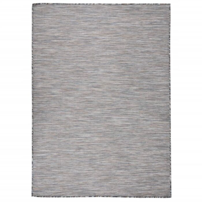 Tapis à tissage plat d'extérieur 200x280 cm Marron et bleu – Image 1