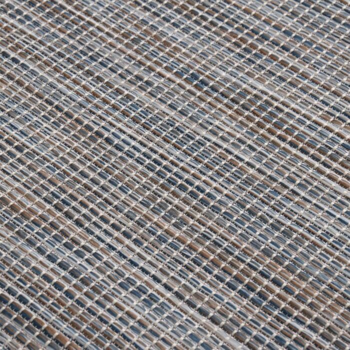Tapis à tissage plat d'extérieur 200x280 cm Marron et bleu – Image 4