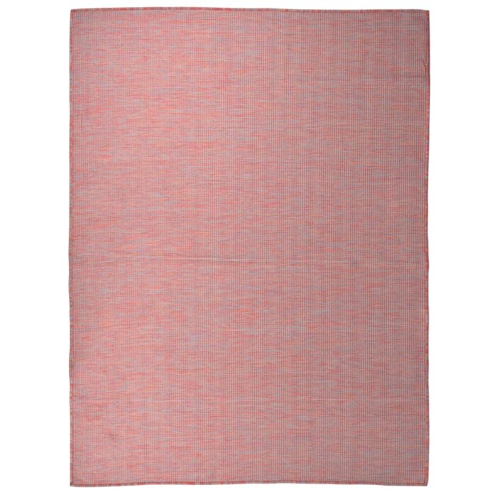 Tapis à tissage plat d'extérieur 120x170 cm Rouge – Image 1