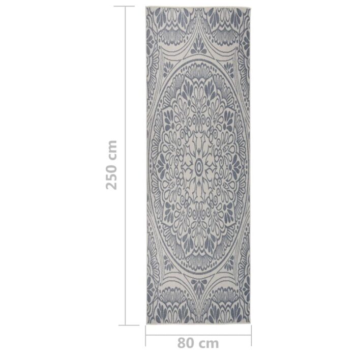 Tapis à tissage plat d'extérieur 80x250 cm Motif bleu – Image 5