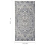 Tapis à tissage plat d'extérieur 100x200 cm Motif bleu – Image 5