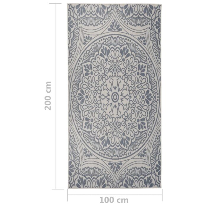 Tapis à tissage plat d'extérieur 100x200 cm Motif bleu – Image 5