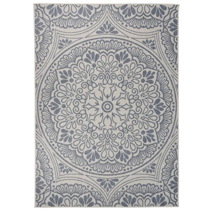 Tapis à tissage plat d'extérieur 120x170 cm Motif bleu – Image 1