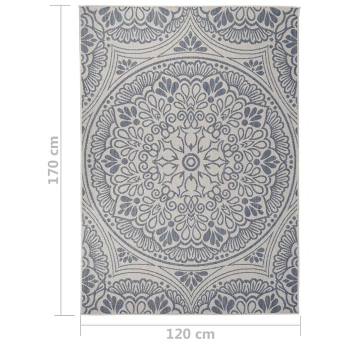 Tapis à tissage plat d'extérieur 120x170 cm Motif bleu – Image 5