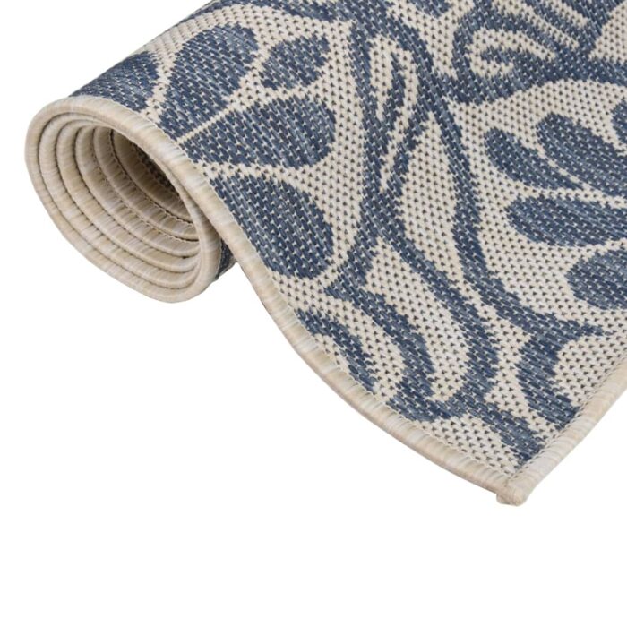 Tapis à tissage plat d'extérieur 140x200 cm Motif bleu – Image 2