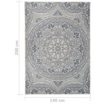 Tapis à tissage plat d'extérieur 140x200 cm Motif bleu – Image 5