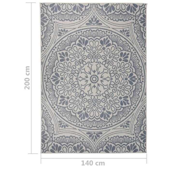 Tapis à tissage plat d'extérieur 140x200 cm Motif bleu – Image 5