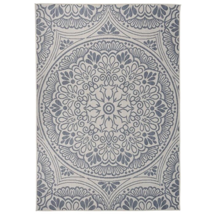 Tapis à tissage plat d'extérieur 160x230 cm Motif bleu – Image 1