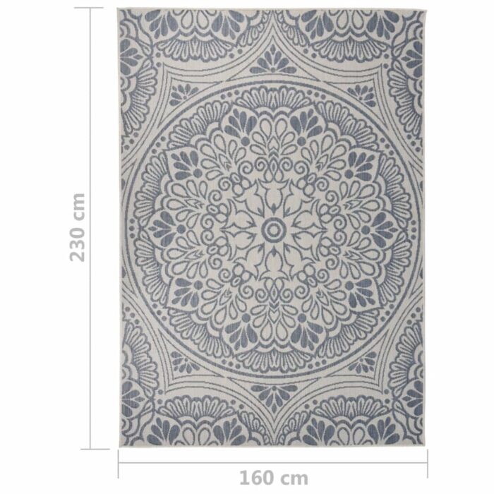 Tapis à tissage plat d'extérieur 160x230 cm Motif bleu – Image 5
