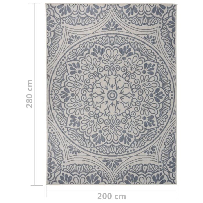 Tapis à tissage plat d'extérieur 200x280 cm Motif bleu – Image 5