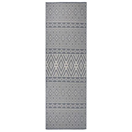 Tapis à tissage plat d'extérieur 80x250 cm Rayures bleues