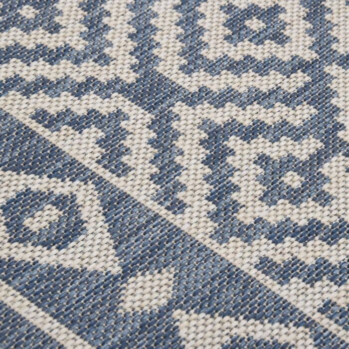 Tapis à tissage plat d'extérieur 80x250 cm Rayures bleues – Image 4
