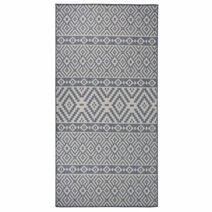 Tapis à tissage plat d'extérieur 100x200 cm Rayures bleues