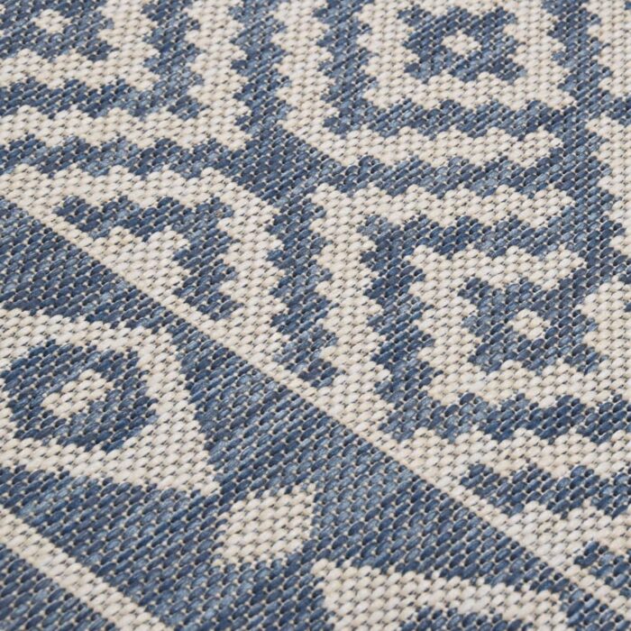 Tapis à tissage plat d'extérieur 100x200 cm Rayures bleues – Image 4