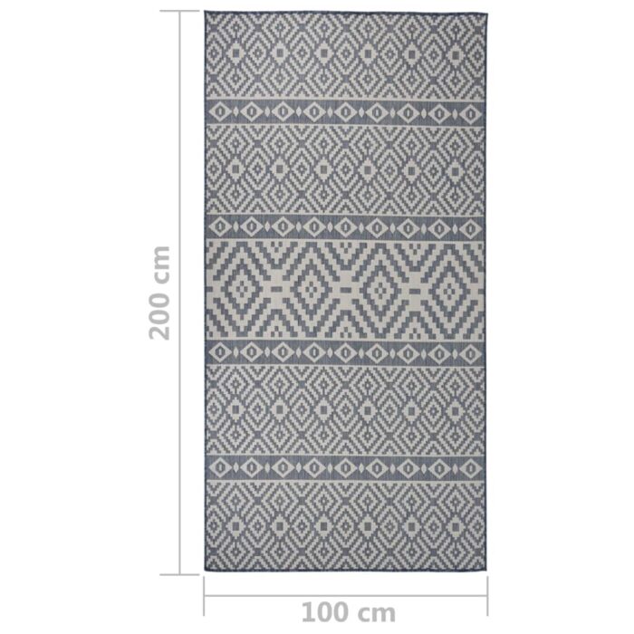 Tapis à tissage plat d'extérieur 100x200 cm Rayures bleues – Image 5