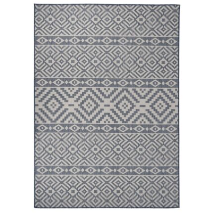 Tapis à tissage plat d'extérieur 120x170 cm Rayures bleues