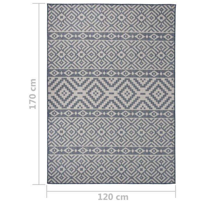 Tapis à tissage plat d'extérieur 120x170 cm Rayures bleues – Image 5