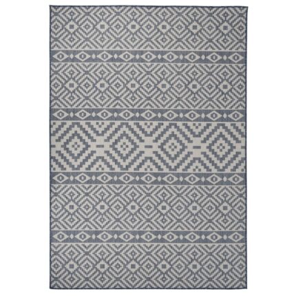 Tapis à tissage plat d'extérieur 160x230 cm Rayures bleues