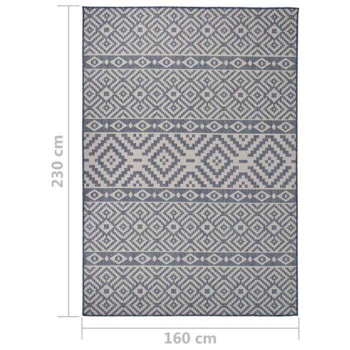 Tapis à tissage plat d'extérieur 160x230 cm Rayures bleues – Image 5