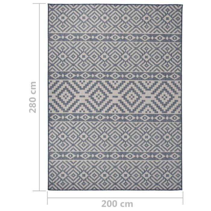 Tapis à tissage plat d'extérieur 200x280 cm Rayures bleues – Image 5