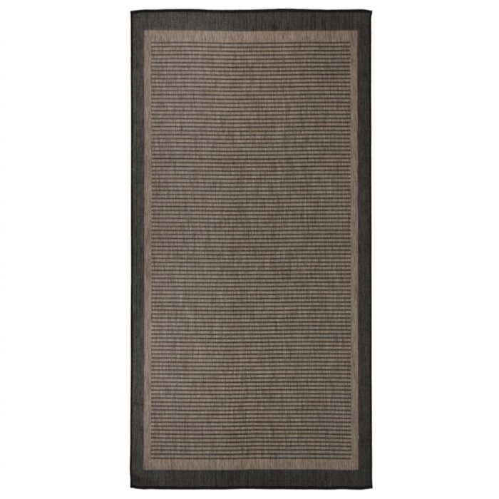 Tapis à tissage plat d'extérieur 100x200 cm Marron foncé – Image 1
