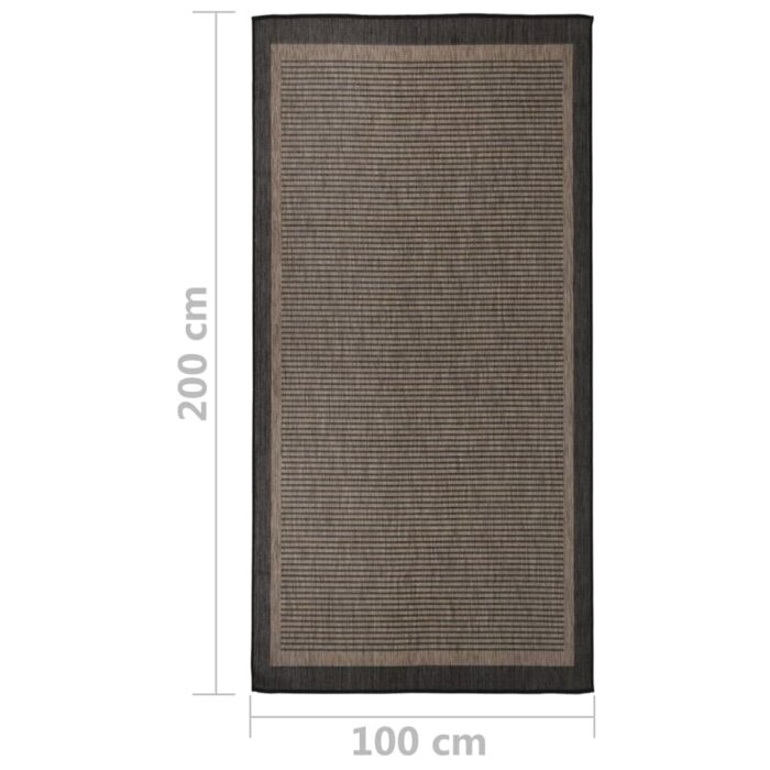 Tapis à tissage plat d'extérieur 100x200 cm Marron foncé – Image 5