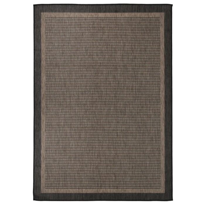 Tapis à tissage plat d'extérieur 140x200 cm Marron foncé – Image 1