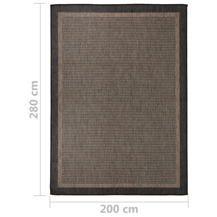 Tapis à tissage plat d'extérieur 200x280 cm Marron foncé – Image 5