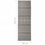 Tapis à tissage plat d'extérieur 80x250 cm Rayures noires – Image 5