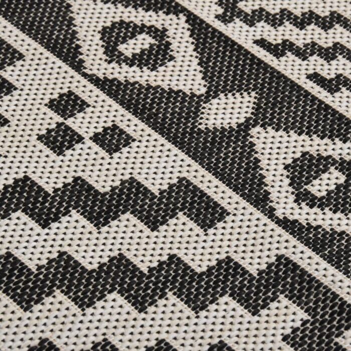 Tapis à tissage plat d'extérieur 120x170 cm Rayures noires – Image 4