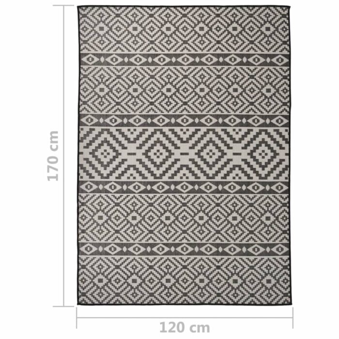 Tapis à tissage plat d'extérieur 120x170 cm Rayures noires – Image 5