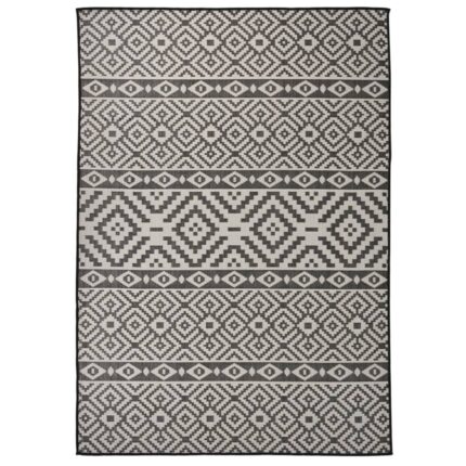 Tapis à tissage plat d'extérieur 140x200 cm Rayures noires