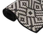 Tapis à tissage plat d'extérieur 140x200 cm Rayures noires – Image 2