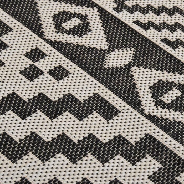 Tapis à tissage plat d'extérieur 140x200 cm Rayures noires – Image 4