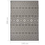 Tapis à tissage plat d'extérieur 140x200 cm Rayures noires – Image 5
