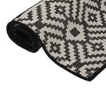 Tapis à tissage plat d'extérieur 160x230 cm Rayures noires – Image 2