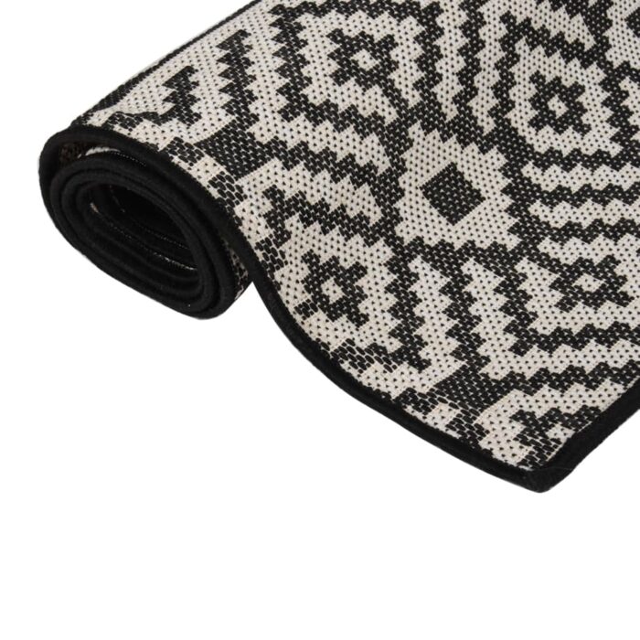 Tapis à tissage plat d'extérieur 160x230 cm Rayures noires – Image 2