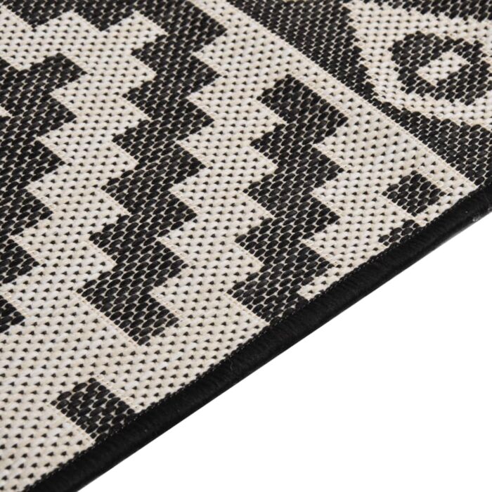 Tapis à tissage plat d'extérieur 160x230 cm Rayures noires – Image 3