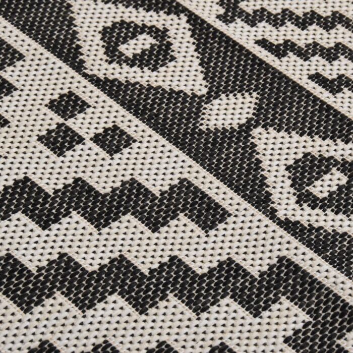 Tapis à tissage plat d'extérieur 160x230 cm Rayures noires – Image 4