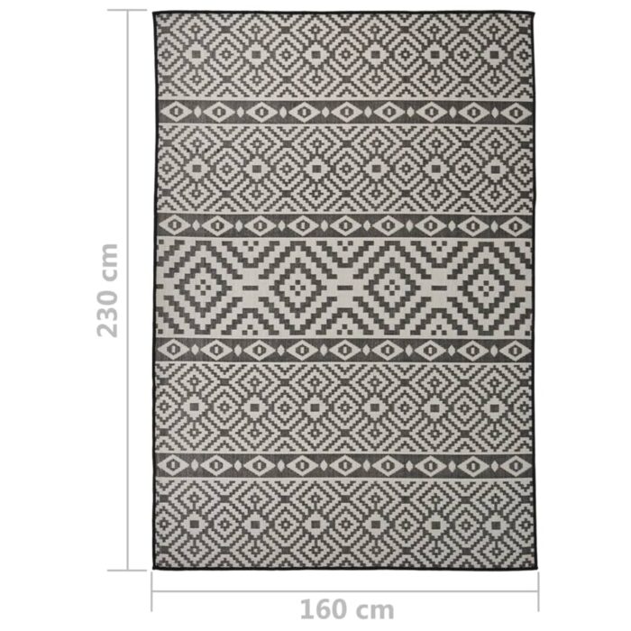 Tapis à tissage plat d'extérieur 160x230 cm Rayures noires – Image 5