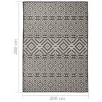 Tapis à tissage plat d'extérieur 200x280 cm Rayures noires – Image 5