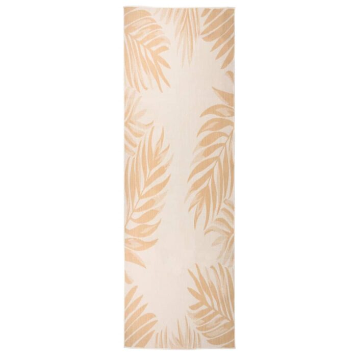 Tapis à tissage plat d'extérieur 80x250 cm Motif de feuille – Image 1