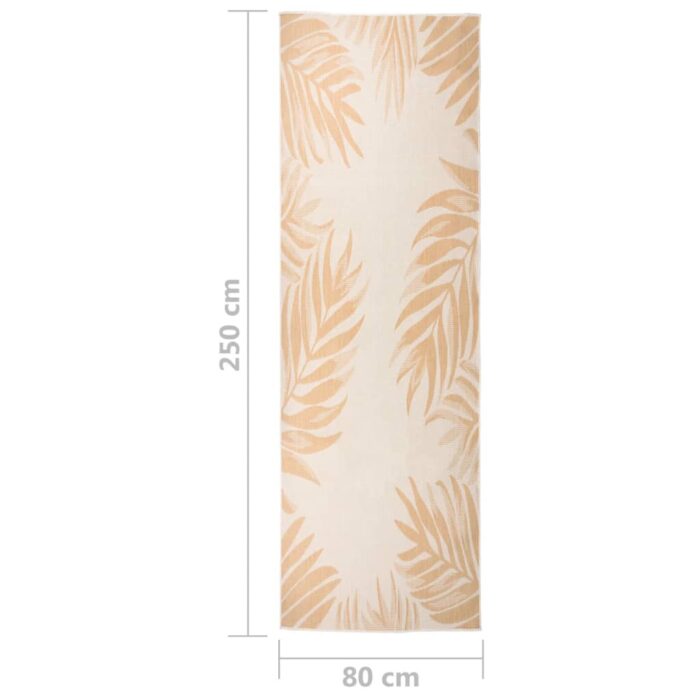 Tapis à tissage plat d'extérieur 80x250 cm Motif de feuille – Image 5