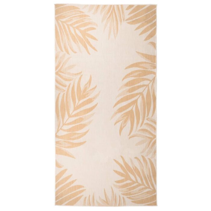 Tapis à tissage plat d'extérieur 100x200 cm Motif de feuille – Image 1