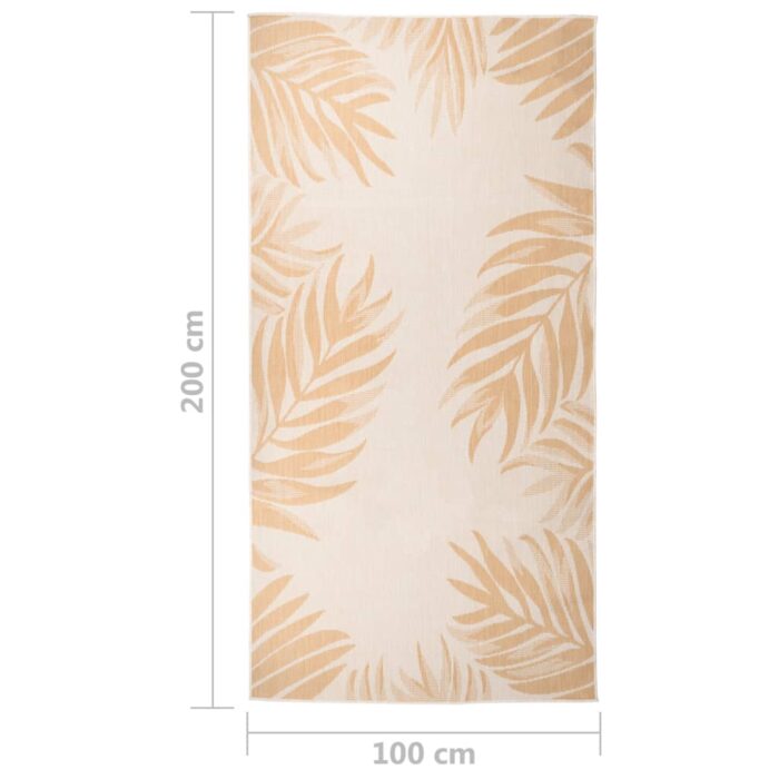 Tapis à tissage plat d'extérieur 100x200 cm Motif de feuille – Image 5